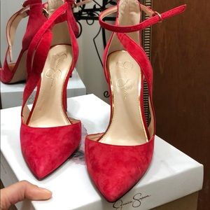 Jessica Simpson LUX KID SUEDE red high heels